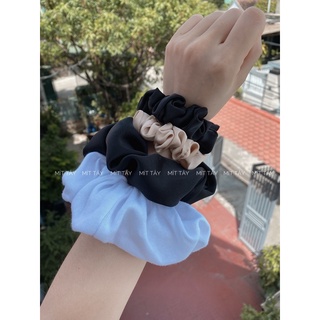 Scrunchie lụa satin size lớn dây cột tóc lụa satanh dây buộc tóc phụ kiện vải lụa