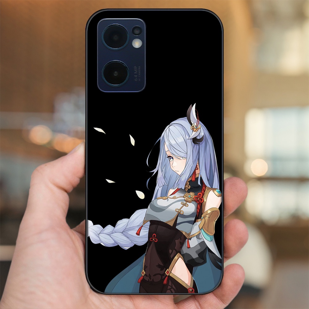 Ốp lưng Oppo Reno 7 5G viền đen in hình Shenhe Genshin Impact
