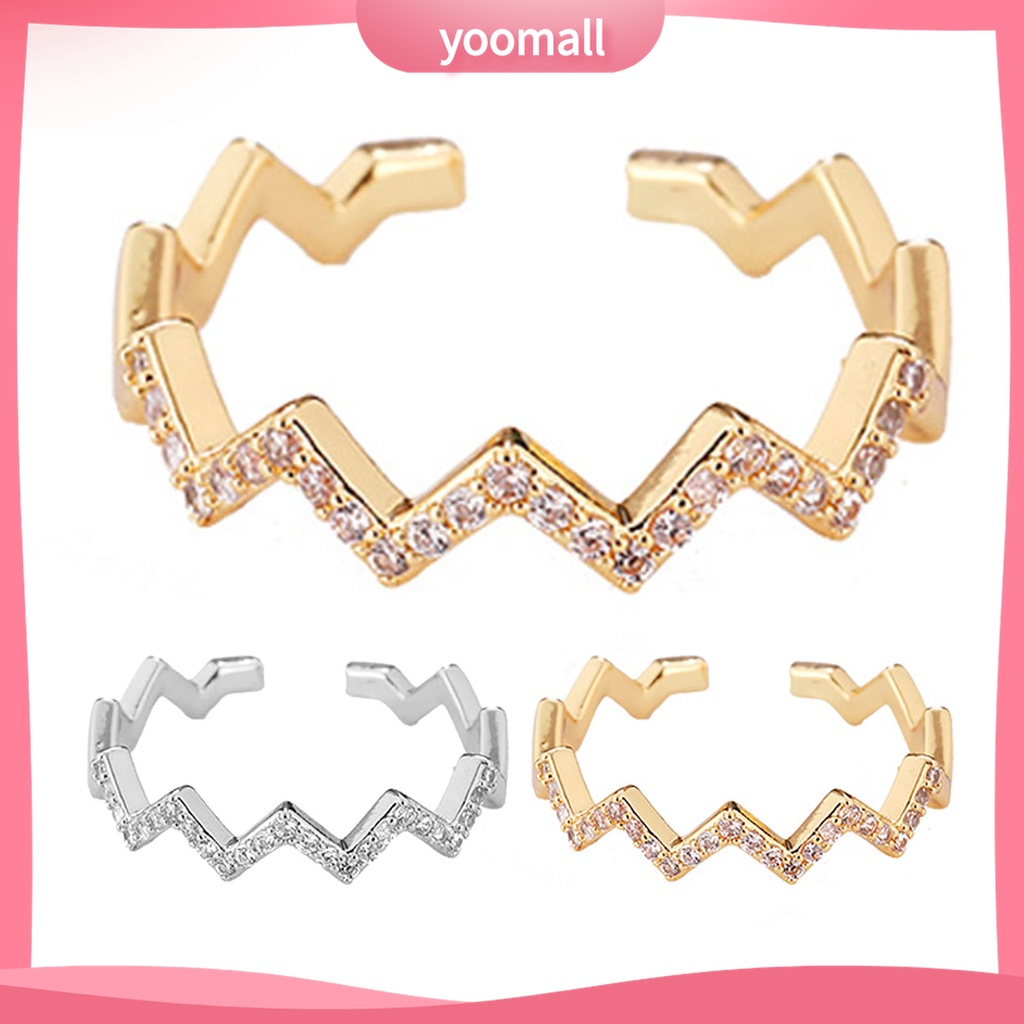 Yomall♡ Nhẫn Hình Gợn Sóng Bằng Hợp Kim Có Thể Điều Chỉnh Kích Thước
