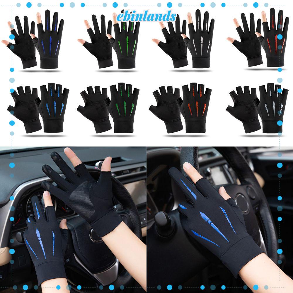 Găng Tay Hở Ngón 2 Ngón Chống Trượt Bằng Lụa Mát Nhiều Màu Sắc Dùng Khi Đi Xe Đạp/Câu Cá Cho Nam Và Nữ