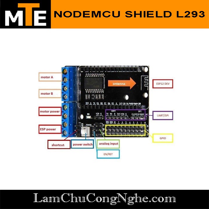 Đế ESP8266 kèm mạch điều khiển động cơ mini L293D