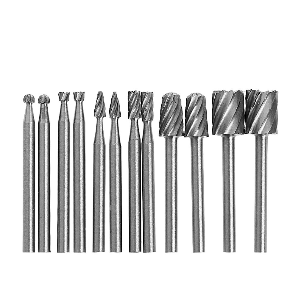 Set 12 mũi khoan cắt phay chất liệu thép gió trục 1/8 Inch tiện dụng