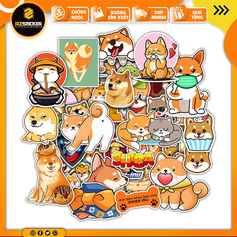 [Set 100+] Sticker Shiba Nua | Dán Nón Bảo Hiêm, Điện Thoại, Laptop, Bình Nước...Chống Nước, Chống Bay Màu