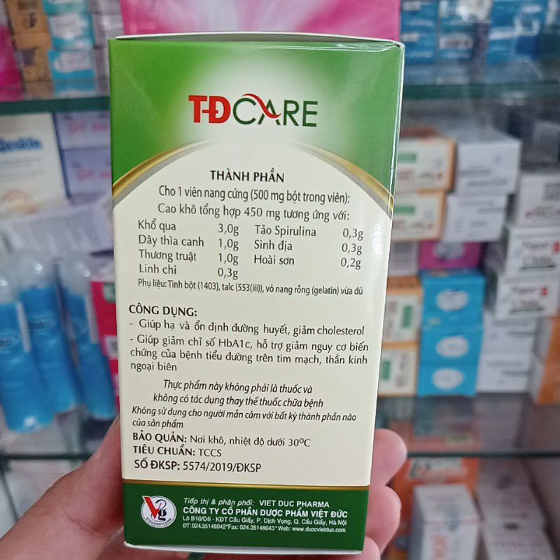 TĐCare Giúp hạ đường huyết và cholesterol Hỗ trợ giảm nguy cơ biến chứng của bệnh tiểu đường. (Hộp 60 viên)