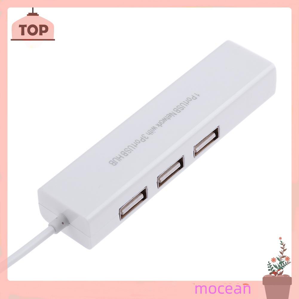 Mocean OTG 3 Port USB 2.0 HUB 10/100MB Micro USB to RJ45 LAN Adapter Network Card