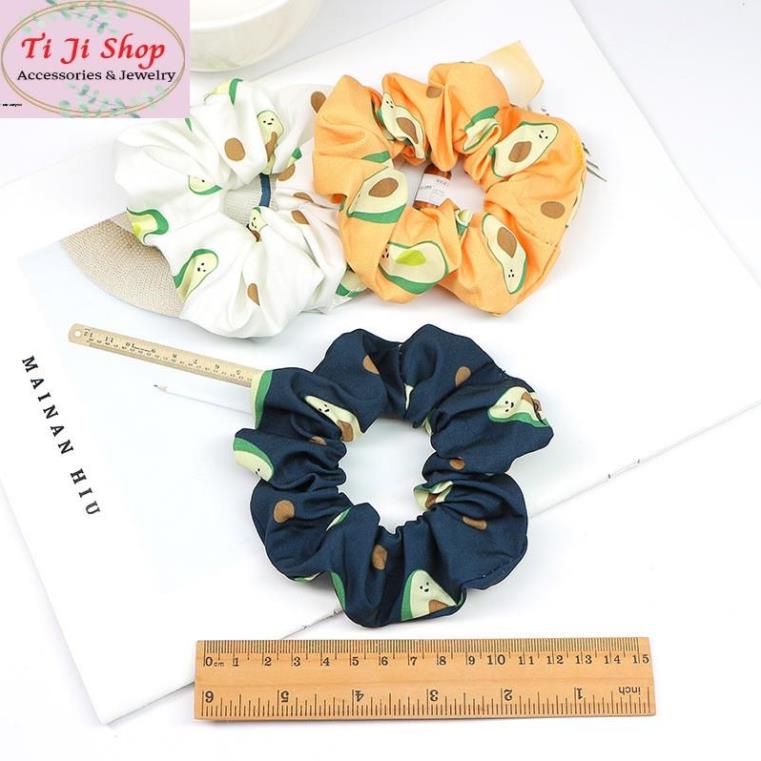 Dây cột tóc vải scrunchies quả bơ