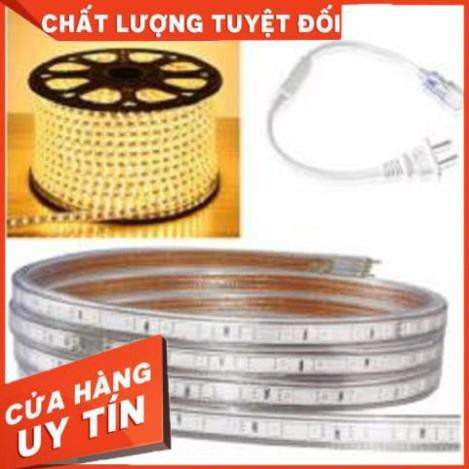 Cuộn đèn led dây 5050/220V dài 100m 1 màu (ánh sáng vàng) và 1 đầu nối dây nguồn.