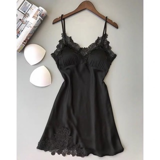 váy ngủ lụa satin hàng nhập cao cấp( có mút ngực) - đầm ngủ