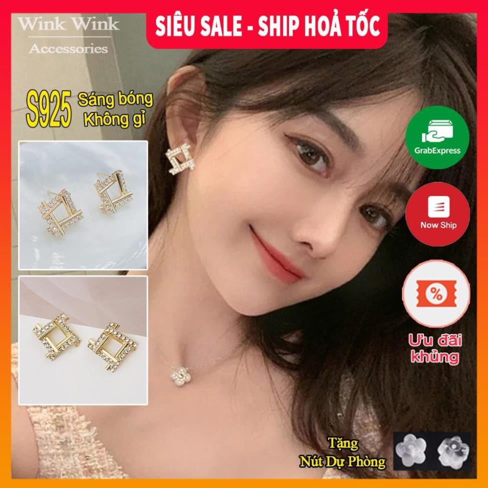 Có ảnh thật 🌸Tặng chốt khuyên🌸 Bông tai đính đá hình thoi Hàn Quốc| Khuyên tai đẹp 2021- Wink Accessories L1AS11