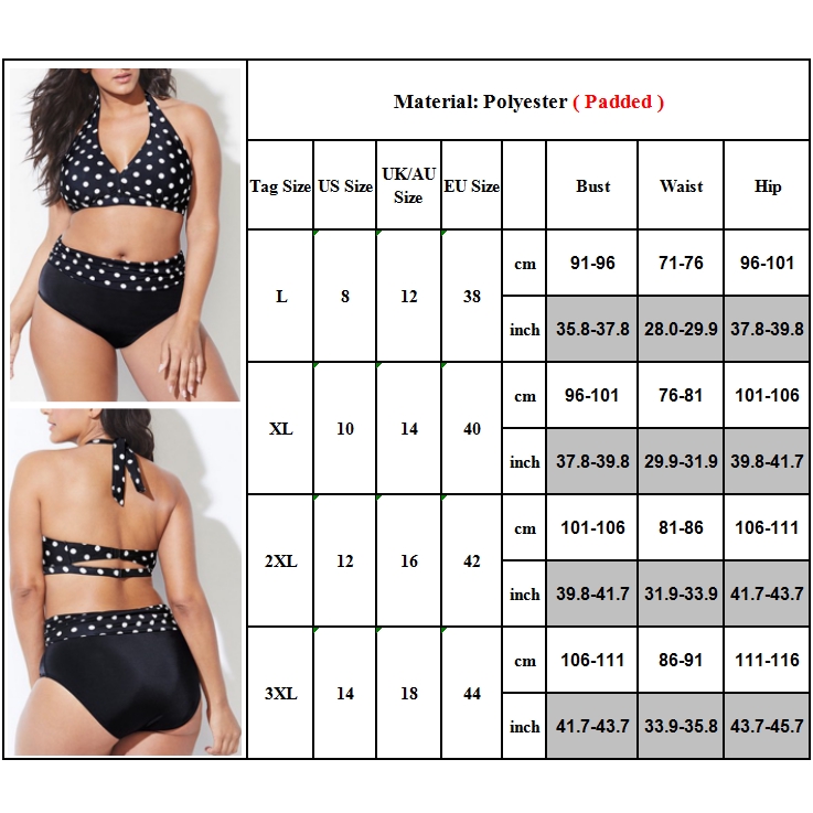Bộ đồ bơi hai món họa tiết chấm bi gợi cảm có size lớn