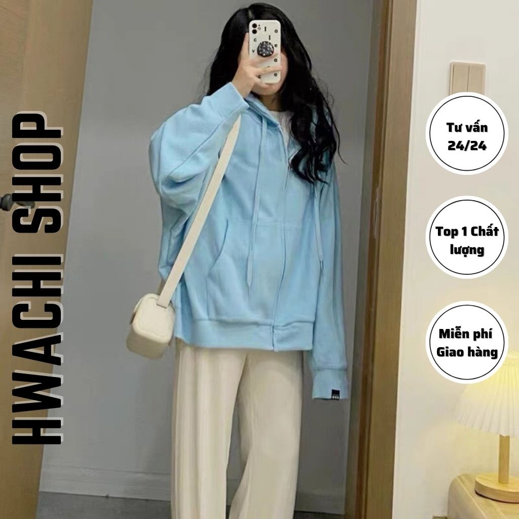 Set áo khoác nỉ kèm quần dài ống suông, bộ quần áo nỉ nữ thu đông phong cách Hàn Quốc X104