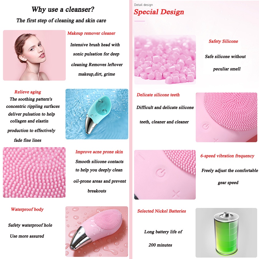 Bàn Chải Silicone Massage Mắt Làm Sạch Sâu Và Làm Săn Chắc Da