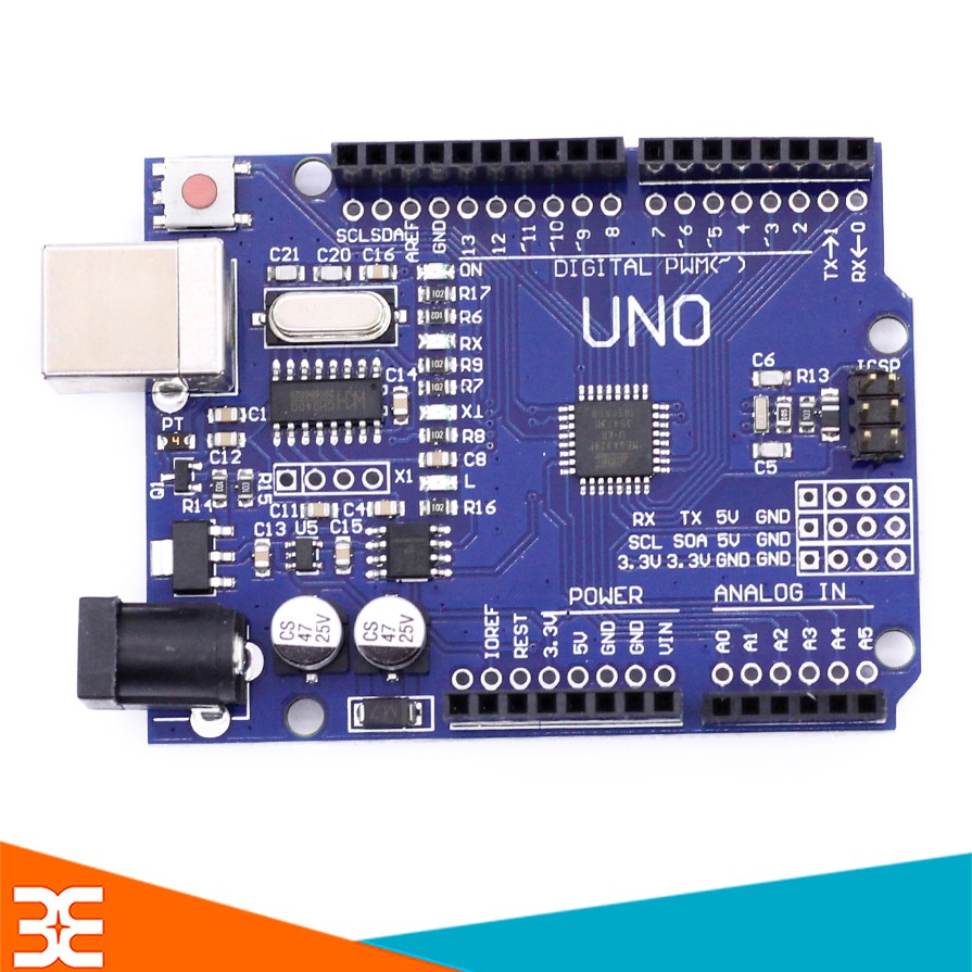 Kit Arduino Uno R3 Chíp CH340G Dán -Tặng Dây Kết Nối (BH 06 Tháng)