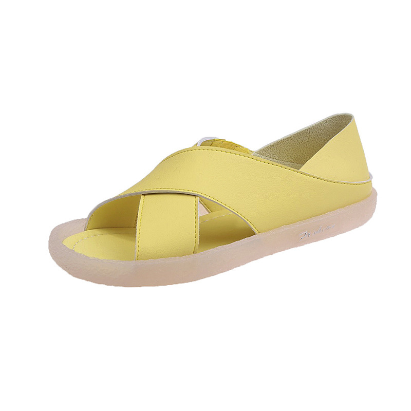 IELGY Xăng Đan Nữ Đế Bằng Quai Chéo Kiểu Dáng Đơn Giản Thời Trang