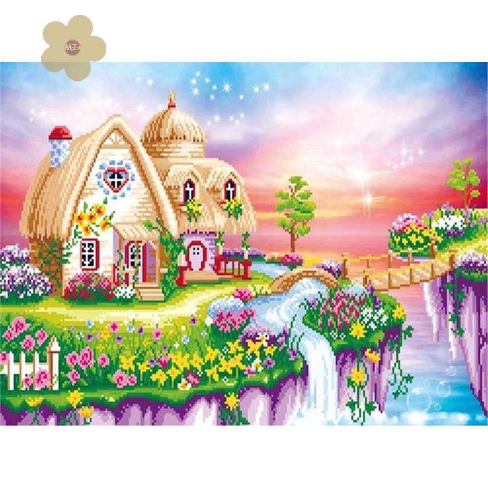 MIAON Full Round Drill 5D Rhinestone DIY Diamond Painting Fantasy Candy House Kit bts