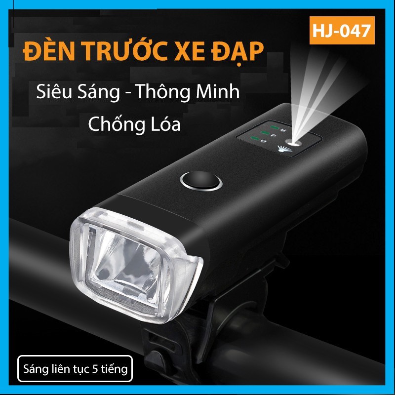 Đèn trước xe đạp siêu sáng, sạc USB HJ-047