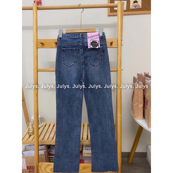 Quần jeans ống đứng khuyết gấu tag Fanegu 2401 (ảnh thật shop chụp kèm video)e