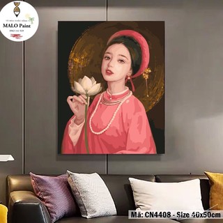 Tranh sơn dầu số hoá tự tô màu Tranh Cô Gái Việt Nam