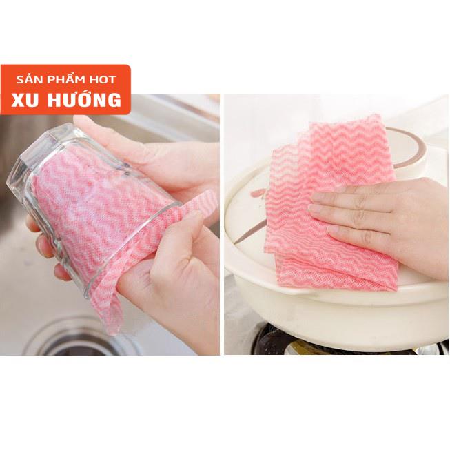 Cuộn khăn giấy vải cotton lau đa năng tiện dụng 50 tờ hoạ tiết nhiều màu có thể giặt được- Glow Asia