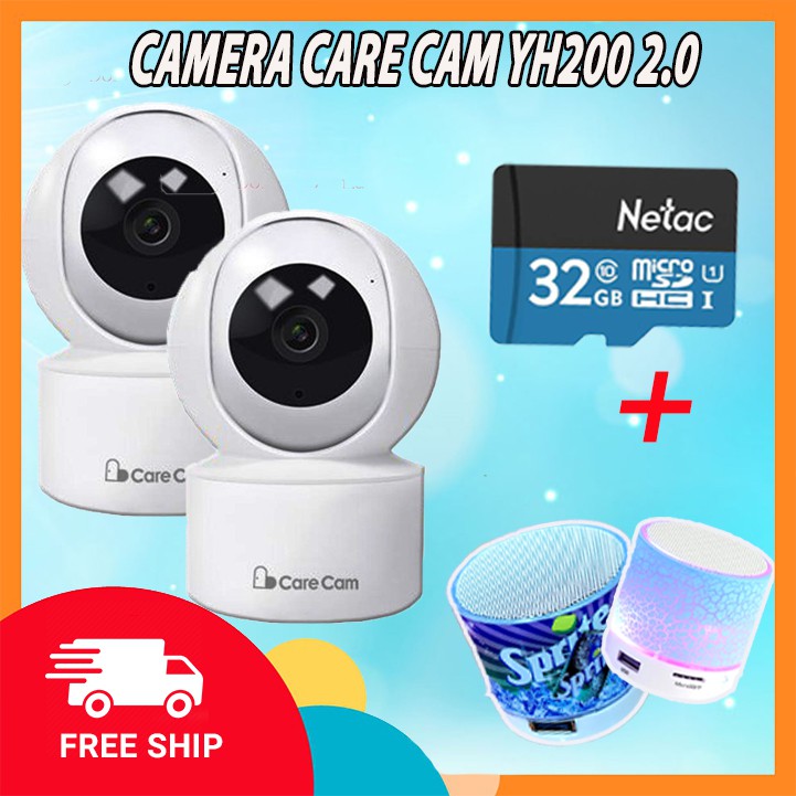 CAMERA WIFI 360 ĐỘ CARE CAM YH200 2.0 Mpx full HD1080 | TẶNG KÈM THẺ NHỚ NETAC 32GB HOẶC 01 LOA BLUETOOTH MINI B2S10