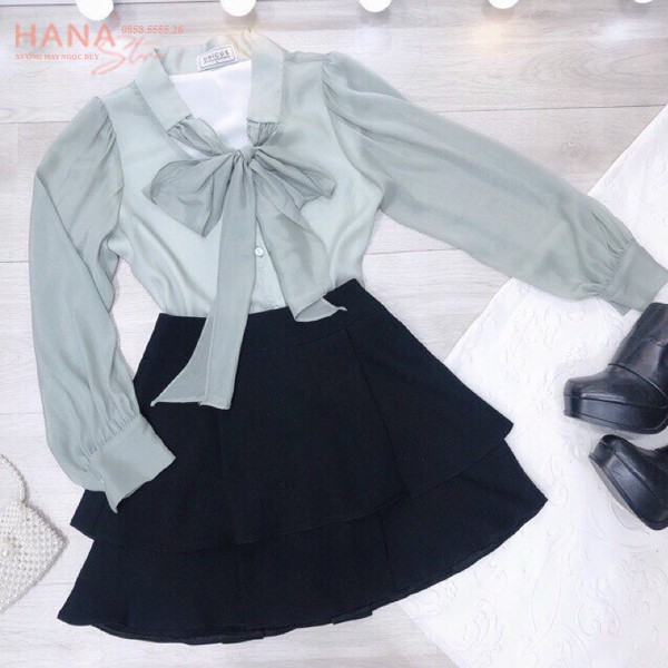 Chân váy 2 tầng ngắn có quần trong sóng bồng bèo xếp ly cạp chun bigsize - Vải Umi Đen co giãn - Mặc đi làm công sở tiệc | BigBuy360 - bigbuy360.vn