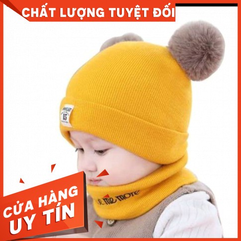 (Sỉ IB)Bộ mũ và khăn len dễ thương baby cho bé loại 1Nội địa trung