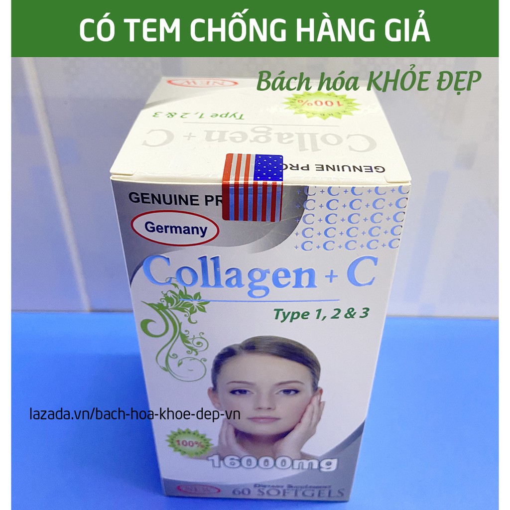 [Mã 77FMCGSALE1 giảm 10% đơn 250K] Viên uống đẹp da Collagen +C Type 123 giảm thâm nám tàn nhang - Hộp 60 viên | BigBuy360 - bigbuy360.vn