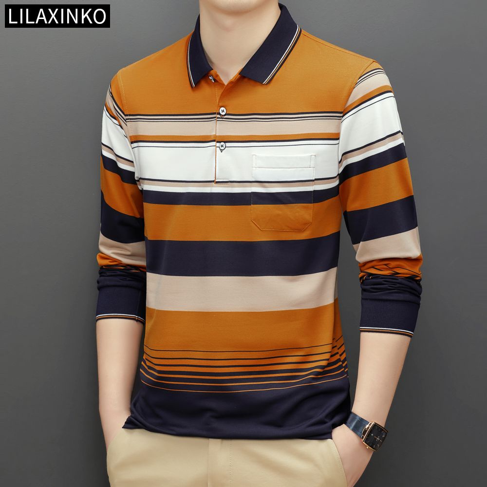 Áo Thun Polo Cotton Tay Dài Kẻ Sọc 3 Màu Thời Trang Thu Đông Cho Nam