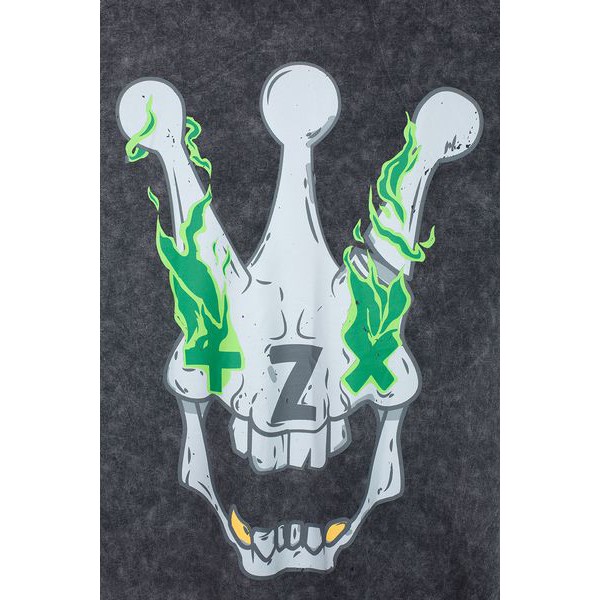 [FULLTAG CHÍNH HÃNG] Áo thun tay lỡ unisex Clownz Flamy Skull Washed T-Shirt (xương xám) form rộng, chất cotton | BigBuy360 - bigbuy360.vn