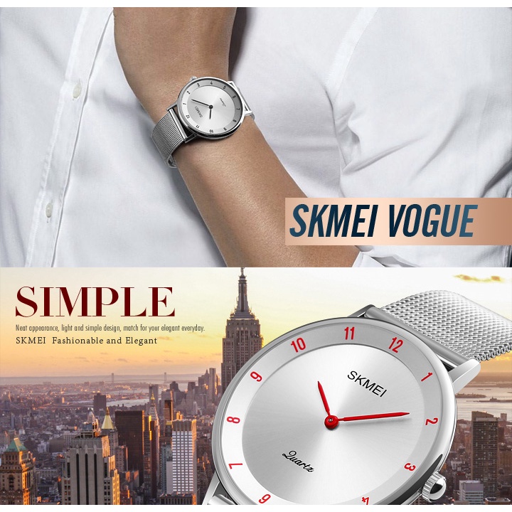 Đồng Hồ Quartz Siêu Mỏng Chất Liệu Thép Không Gỉ Skmei