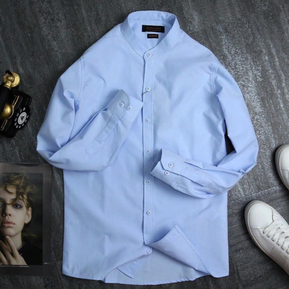 Áo sơ mi cổ tàu nam trắng dài tay công sở cao cấp Hamino chất lụa đẹp form slimfit ôm dáng thời trang Hàn Quốc cổ trụ ôm | BigBuy360 - bigbuy360.vn