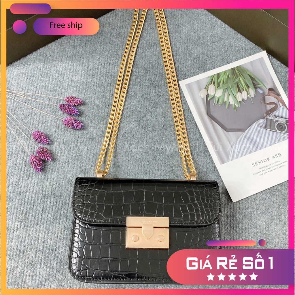 Túi Đeo Chéo Nữ Khóa Gài CNK Da Rắn Hàng Cao Cấp Sang Chảnh Siêu