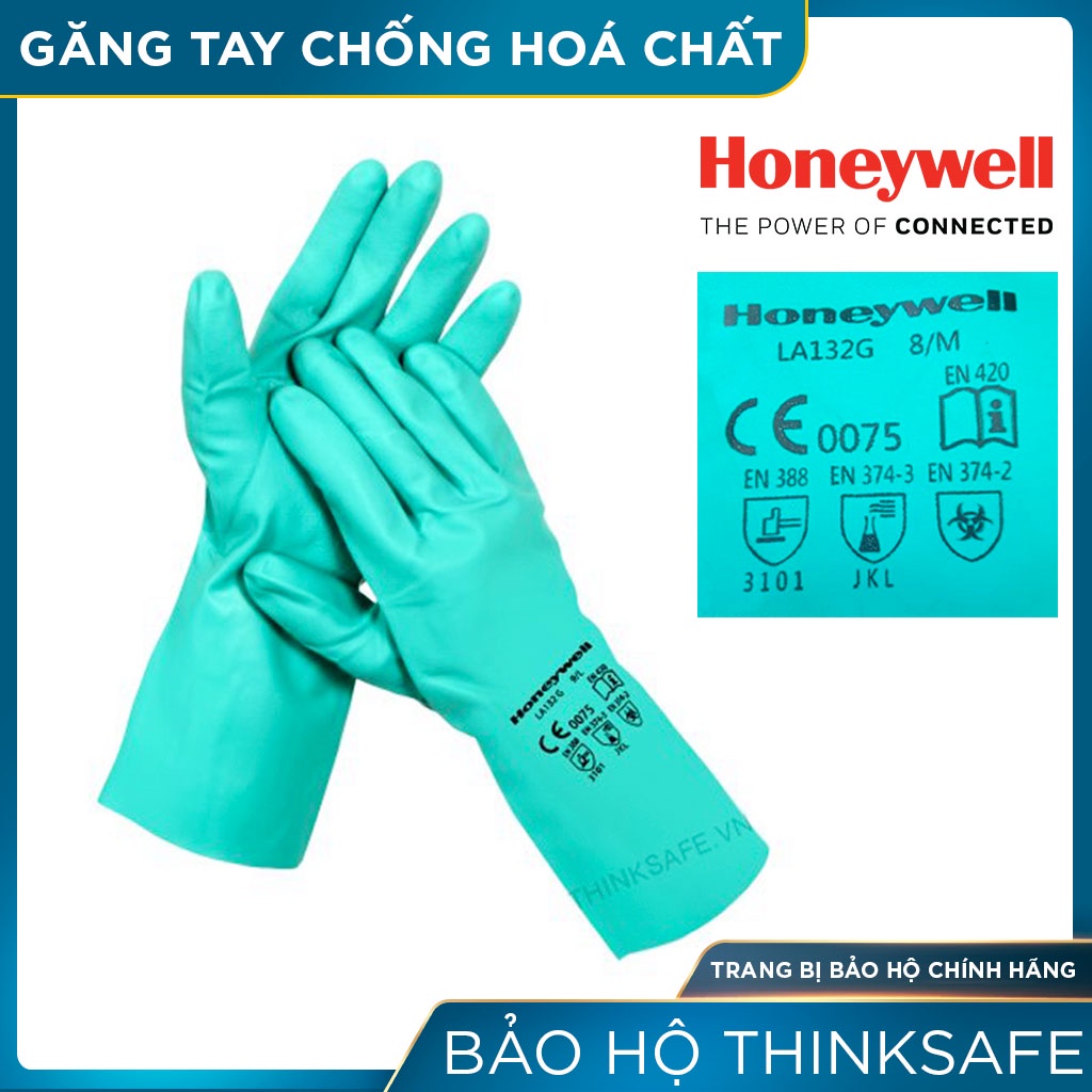 Găng tay chống hóa chất Honeywell Thinksafe, Bao tay cao su sử dụng trong ngành cơ khí, xử lý hóa chất, ôm tay - LA132G