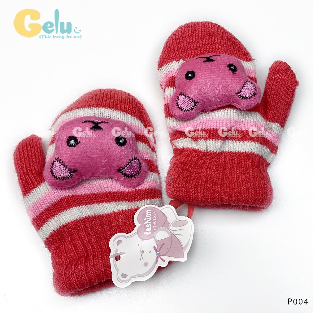 Găng tay cho bé, găng tay len 2 lớp đáng yêu giữ ấm cho bé - Gelukids