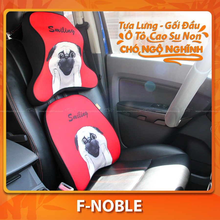 Tựa Lưng Ô Tô Cao Su Non Hình Chó Ngộ Nghĩnh CIND F-Noble 9902 Màu Đỏ - Nhập Khẩu Chính Hãng