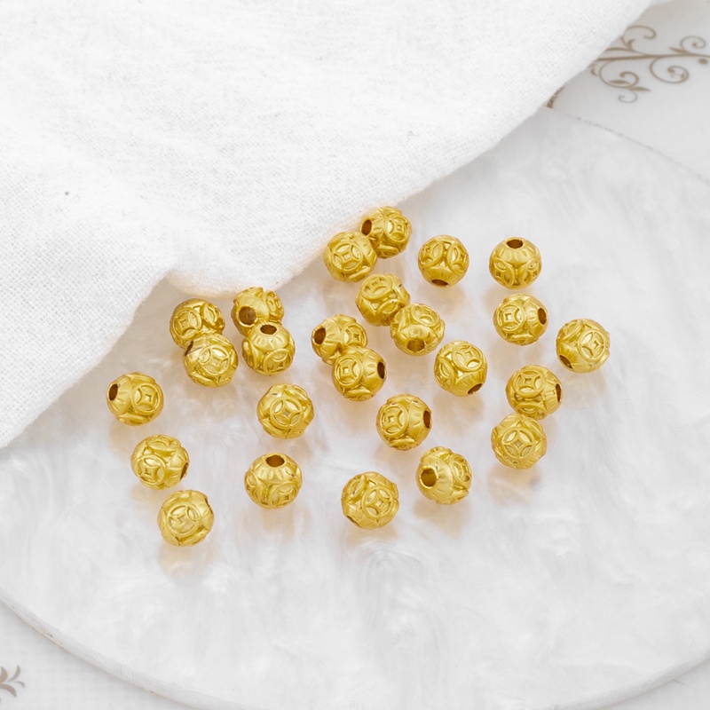 Bộ 10 Hạt Xâu Chuỗi Tròn 5mm Màu Vàng 18K Mặt Nhám Nhiều Màu Sắc diy