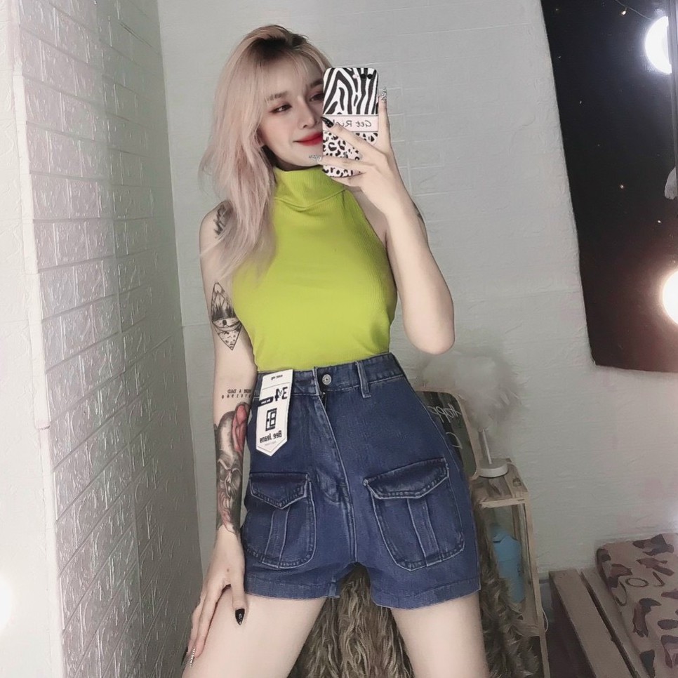 Quần shorts jean túi hộp 2 bên cực hot , chất jean dày dặn ( ảnh thật )