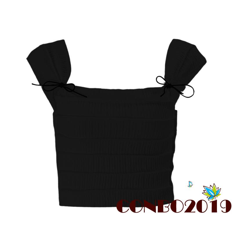 Áo Tank Top Sát Nách Cổ Vuông Màu Trơn Cột Dây Thời Trang Cho Nữ
