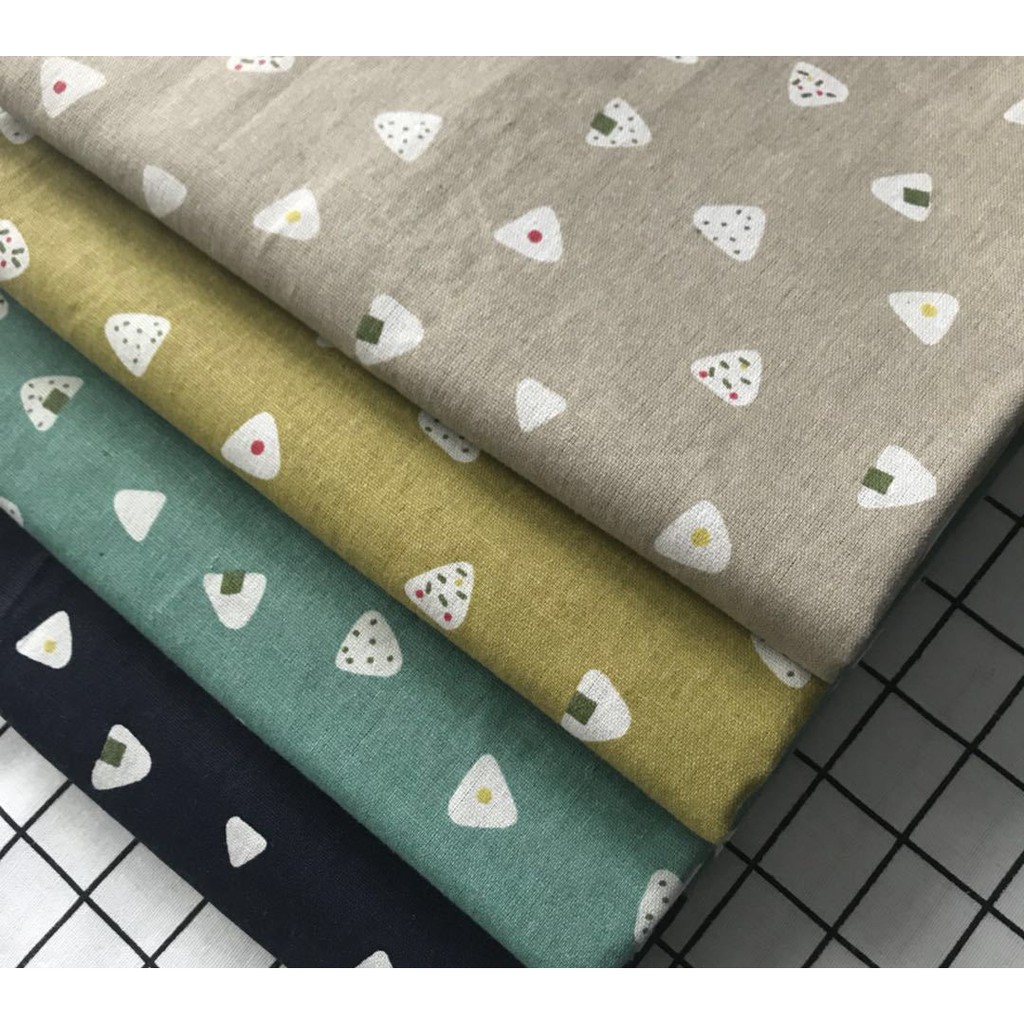 Vải linen họa tiết Họa tiết cake trắng nền vàng đất V-C07