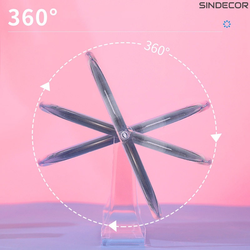 Gương trang điểm để bàn trong suốt - Gương soi xoay 360 độ Hàn Quốc , 2 mặt gương xoay 360 độ - Sindecor