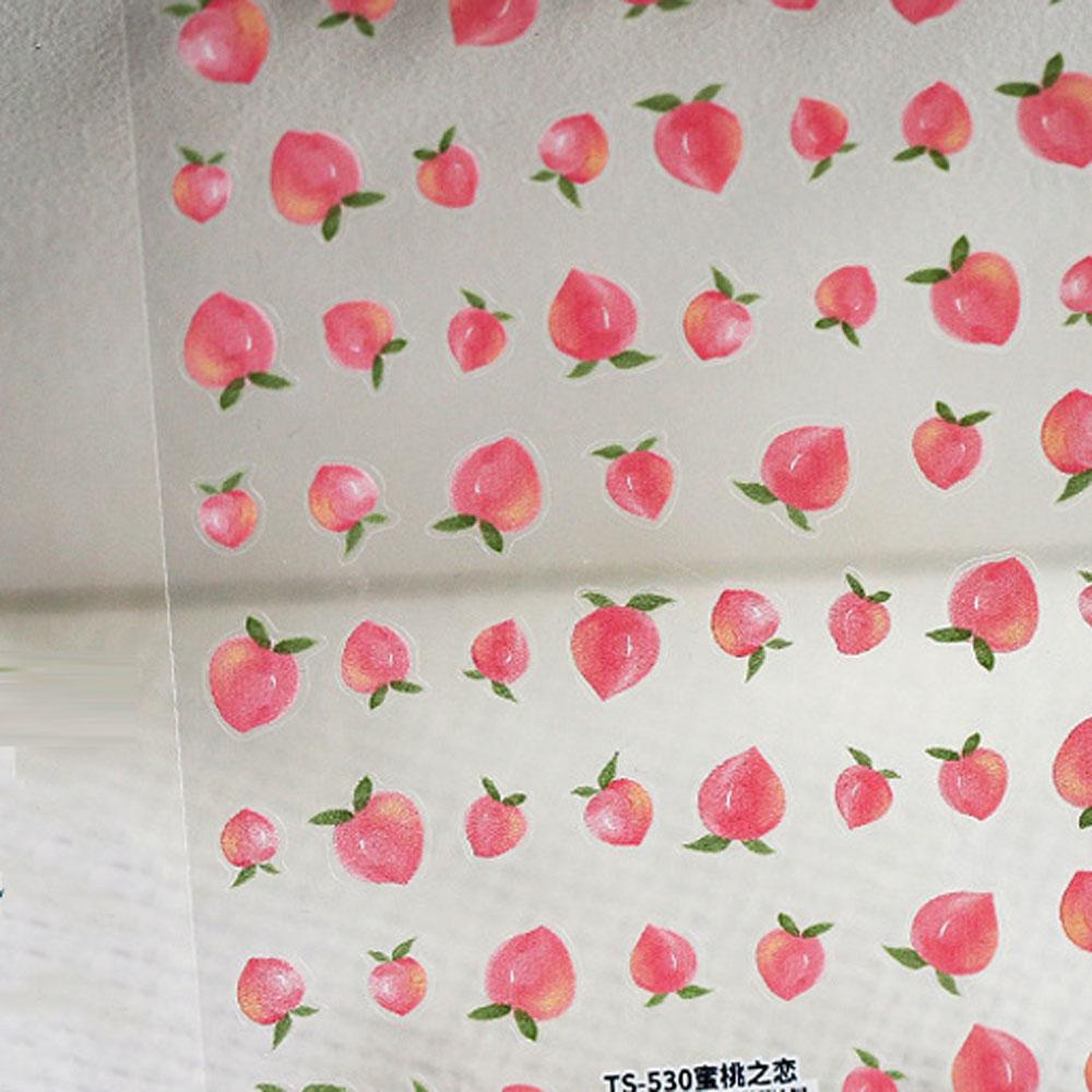 Miếng Dán Móng Tay Tự Dính Họa Tiết Quả Đào Hoạt Hình 3D Dễ Thương