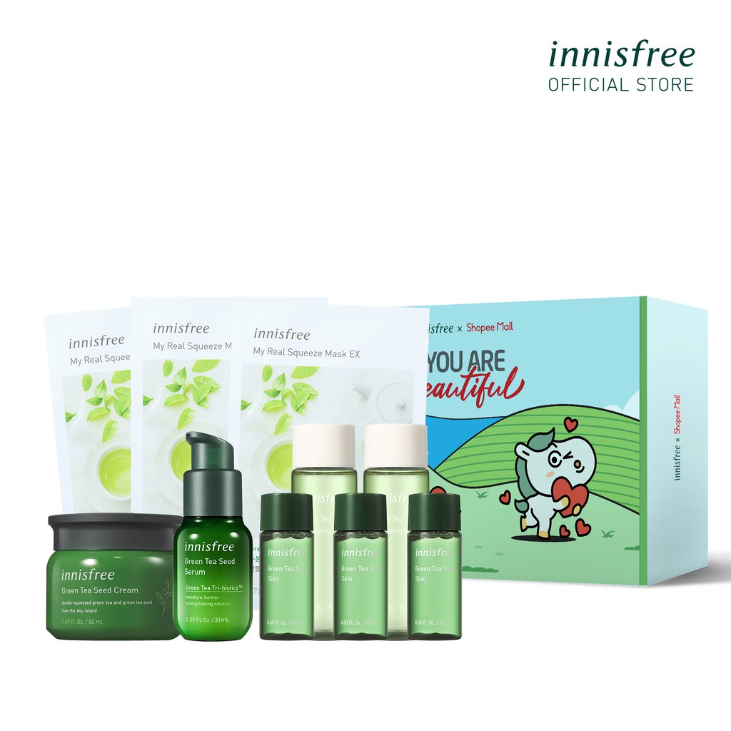 [Mã COSIF05 giảm 10% đơn 400K] Bộ dưỡng ẩm và bảo vệ da trà xanh Innisfree Green Tea Seed Cream Set