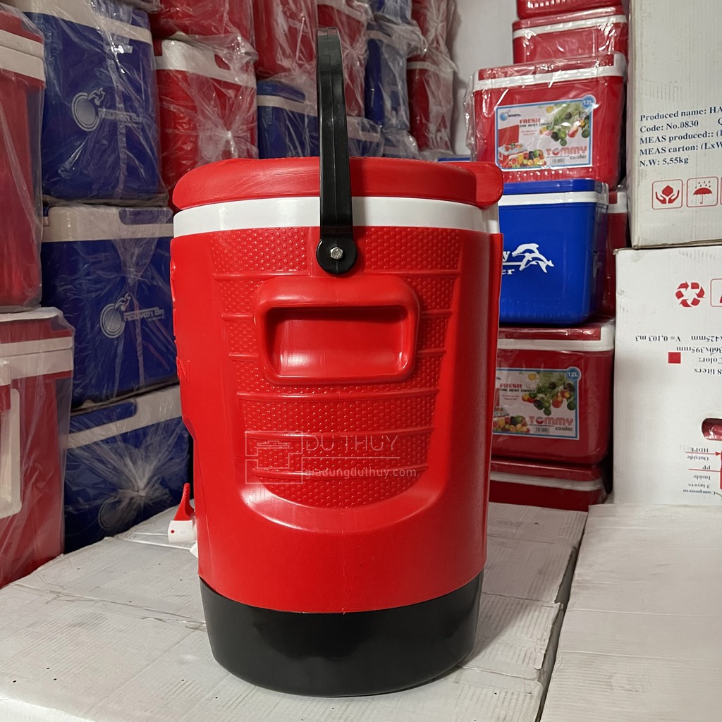 Thùng đá tròn có vòi, quai xách, dung tích 8l, giữ lạnh 3 ngày super cool, nhựa chính phẩm an toàn, thương hiệu Tý Liên