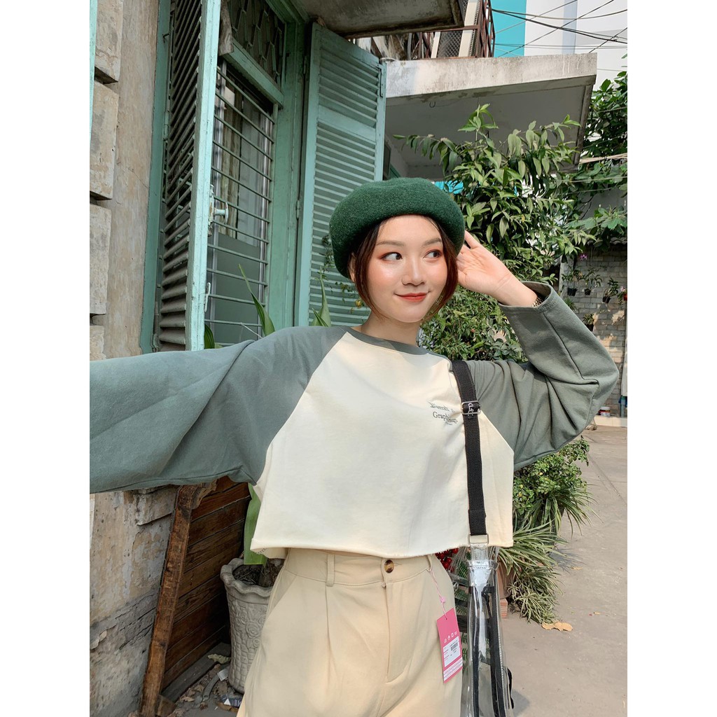 [ÁO KIỂU] Áo croptop tay dài Raplan Top