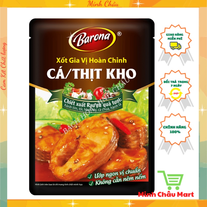 Xốt Gia Vị Hoàn Chỉnh Barona Cá Thịt Kho Gói 80g