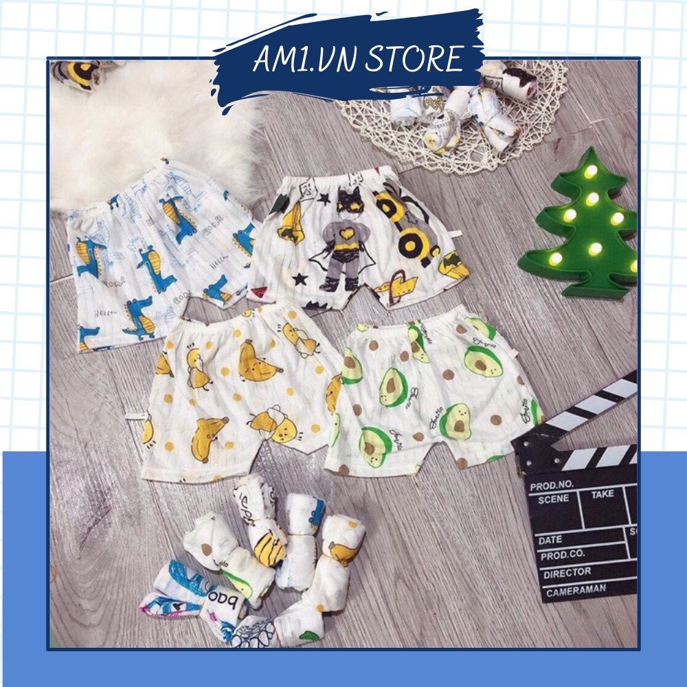 Quần đùi bé trai và quần đùi bé gái cotton giấy AM262 - quần chục cho bé từ sơ sinh đến 16kg