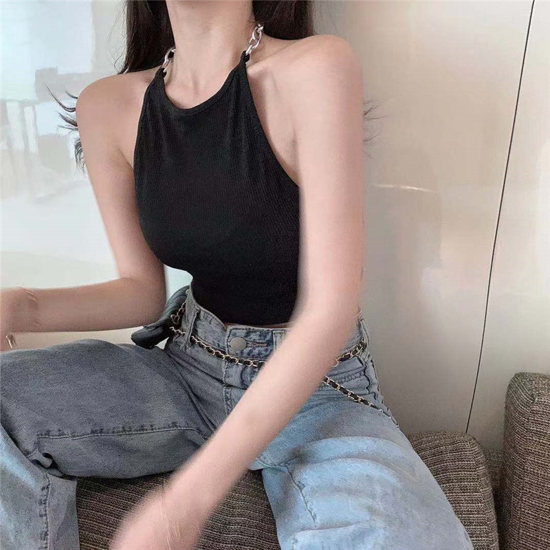 Áo Hai Dây Phối Xích Thời Trang Mùa Hè Quyến Rũ Cho Nữ