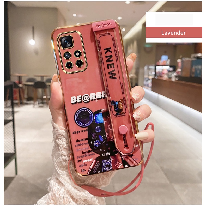 Ốp Điện Thoại Họa Tiết Gấu Có Dây Đeo Cho Xiaomi Redmi Note 11 10 Pro 10S 11S 4G 5G