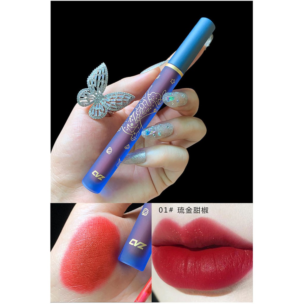 (Hàng Mới Về) Set 4 Thỏi Son Kem CVZ con kỳ lân Tông Lì Chống Dính Kèm Hộp Đựng