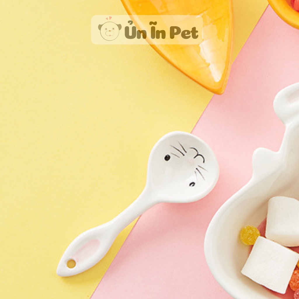 Muỗng sứ Meo Meo, thìa thức ăn cho hamster, sóc, bọ, nhím, thú cưng nhỏ